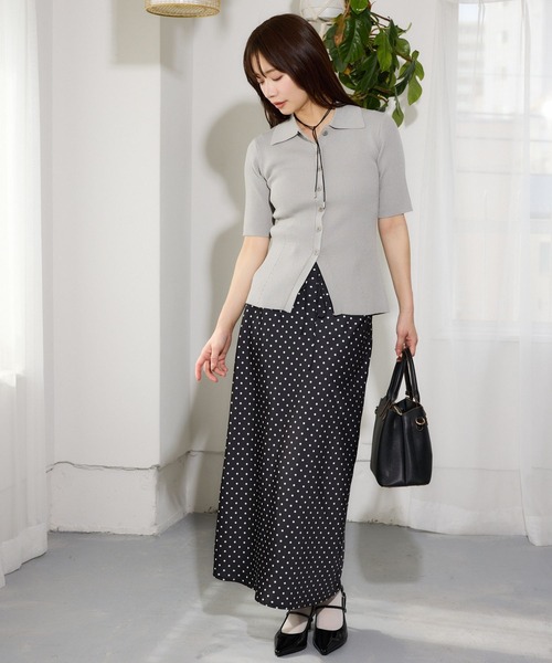 mysty woman（ミスティウーマン）の「UVカットニットポロカーディガン 666168（カーディガン/ボレロ・レディース・ライトグレー/ベージュ/オフホワイト/ブラック・FREE）」の9枚目の写真