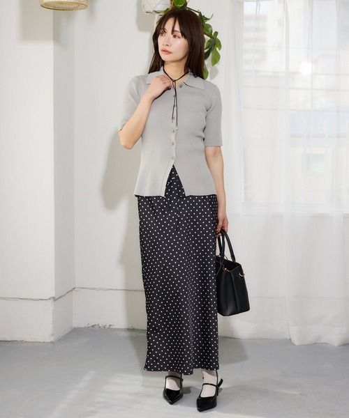 mysty woman（ミスティウーマン）の「UVカットニットポロカーディガン 666168（カーディガン/ボレロ・レディース・ライトグレー/ベージュ/オフホワイト/ブラック・FREE）」の10枚目の写真