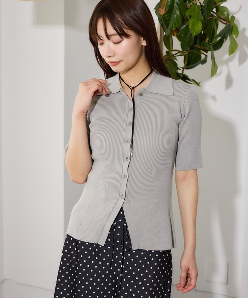 mysty woman（ミスティウーマン）の「UVカットニットポロカーディガン 666168（カーディガン/ボレロ・レディース・ライトグレー/ベージュ/オフホワイト/ブラック・FREE）」の12枚目の写真