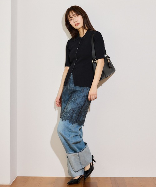 mysty woman（ミスティウーマン）の「UVカットニットポロカーディガン 666168（カーディガン/ボレロ・レディース・ライトグレー/ベージュ/オフホワイト/ブラック・FREE）」の13枚目の写真