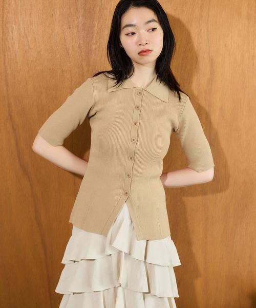 mysty woman（ミスティウーマン）の「UVカットニットポロカーディガン 666168（カーディガン/ボレロ・レディース・ライトグレー/ベージュ/オフホワイト/ブラック・FREE）」の19枚目の写真