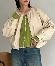 ラウンドネックショートブルゾン