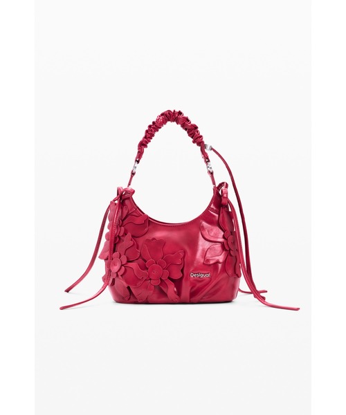 Desigual（デシグアル）の「フラワーアップリケ×ギャザーハンドルミニショルダーバッグ（ハンドバッグ・レディース・レッド・FREE）」の2枚目の写真