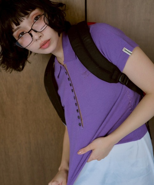 common gull products.(コモンガルプロダクツ)の「気温に甘えるポロニット(ニット/セーター・レディース・パープル系/カーキ/レッド系・LARGE/MEDIUM/SMALL)」の5枚目の写真