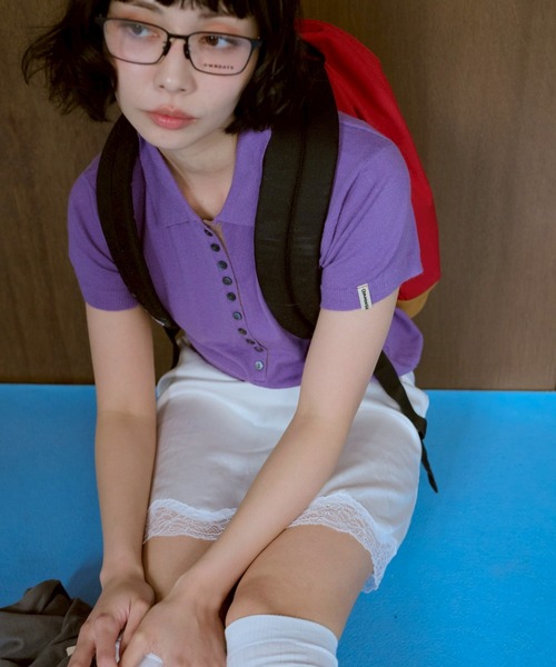 common gull products.(コモンガルプロダクツ)の「気温に甘えるポロニット(ニット/セーター・レディース・パープル系/カーキ/レッド系・LARGE/MEDIUM/SMALL)」の8枚目の写真