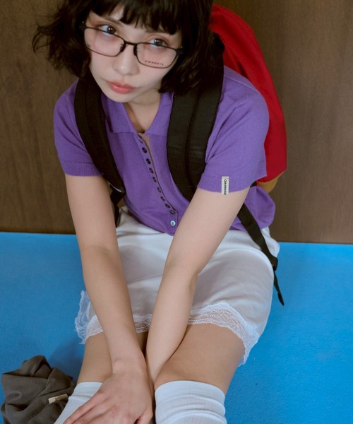 common gull products.(コモンガルプロダクツ)の「気温に甘えるポロニット(ニット/セーター・レディース・パープル系/カーキ/レッド系・LARGE/MEDIUM/SMALL)」の9枚目の写真