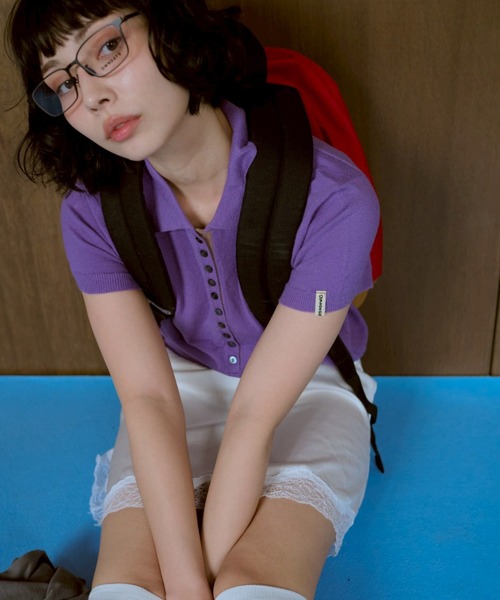 common gull products.(コモンガルプロダクツ)の「気温に甘えるポロニット(ニット/セーター・レディース・パープル系/カーキ/レッド系・LARGE/MEDIUM/SMALL)」の10枚目の写真