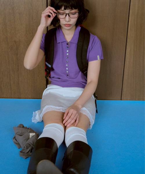 common gull products.(コモンガルプロダクツ)の「気温に甘えるポロニット(ニット/セーター・レディース・パープル系/カーキ/レッド系・LARGE/MEDIUM/SMALL)」の12枚目の写真