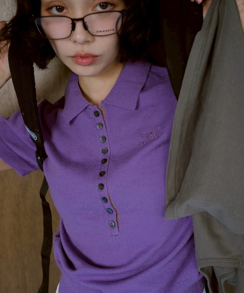 common gull products.(コモンガルプロダクツ)の「気温に甘えるポロニット(ニット/セーター・レディース・パープル系/カーキ/レッド系・LARGE/MEDIUM/SMALL)」の16枚目の写真