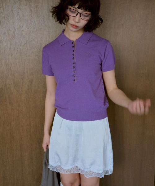 common gull products.(コモンガルプロダクツ)の「気温に甘えるポロニット(ニット/セーター・レディース・パープル系/カーキ/レッド系・LARGE/MEDIUM/SMALL)」の19枚目の写真