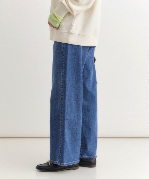 SOMETHING(サムシング)の「SOMETHING(サムシング)【レディース】「LISA」セミワイドパンツ(デニムパンツ・レディース・ダークインディゴブルー・27inch/31inch/30inch/29inch/28inch/26inch/25inch)」の3枚目の写真