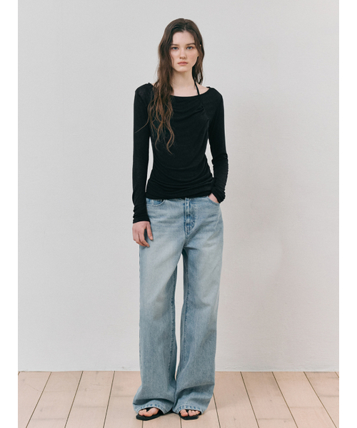 ETMON(エトモン)の「Halter Shirring T-Shirt, Black(Tシャツ/カットソー・レディース・その他・F)」の4枚目の写真