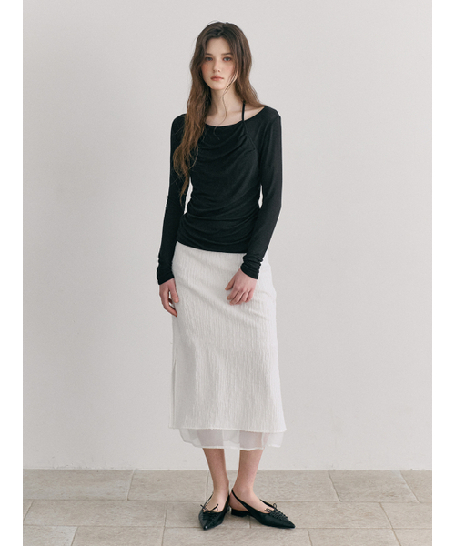 ETMON(エトモン)の「Halter Shirring T-Shirt, Black(Tシャツ/カットソー・レディース・その他・F)」の6枚目の写真