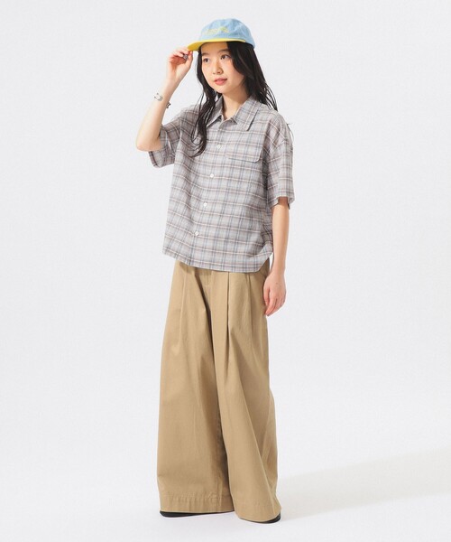 BEAMS BOY(ビームスボーイ)の「【7/31再値下げ】ボーイ チェック ショートスリーブ(シャツ/ブラウス・レディース・ベージュ/サックスブルー・ONE SIZE)」の9枚目の写真