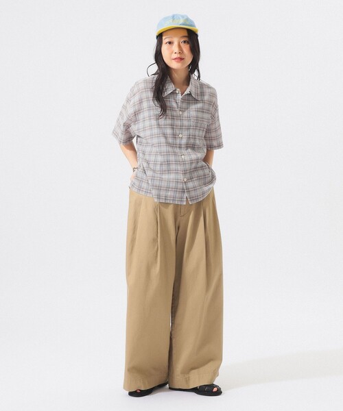 BEAMS BOY(ビームスボーイ)の「【7/31再値下げ】ボーイ チェック ショートスリーブ(シャツ/ブラウス・レディース・ベージュ/サックスブルー・ONE SIZE)」の10枚目の写真