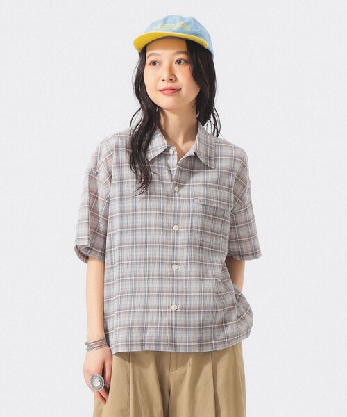 BEAMS BOY(ビームスボーイ)の「【7/31再値下げ】ボーイ チェック ショートスリーブ(シャツ/ブラウス・レディース・ベージュ/サックスブルー・ONE SIZE)」の12枚目の写真