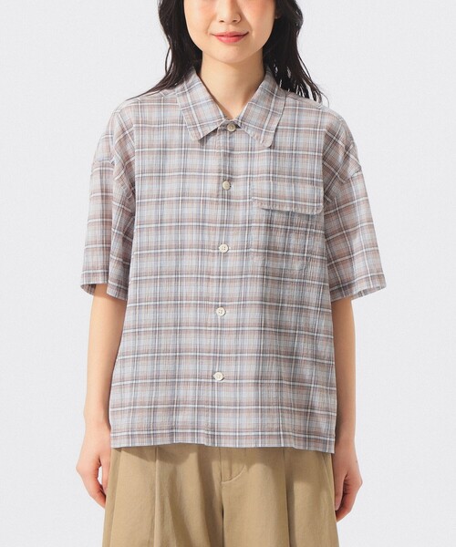 BEAMS BOY(ビームスボーイ)の「【7/31再値下げ】ボーイ チェック ショートスリーブ(シャツ/ブラウス・レディース・ベージュ/サックスブルー・ONE SIZE)」の13枚目の写真