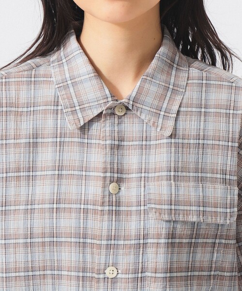 BEAMS BOY(ビームスボーイ)の「【7/31再値下げ】ボーイ チェック ショートスリーブ(シャツ/ブラウス・レディース・ベージュ/サックスブルー・ONE SIZE)」の14枚目の写真