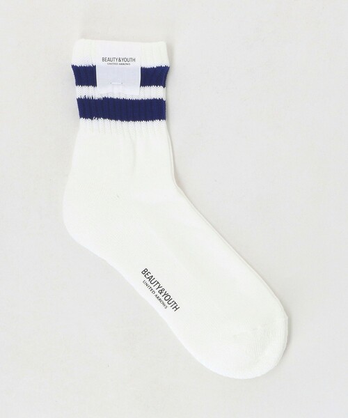 BEAUTY&YOUTH UNITED ARROWS（ビューティーアンドユースユナイテッドアローズ）の「ツーライン ソフト パイル クウォーター ソックス（ソックス/靴下・メンズ・オフホワイト/ナチュラル・FREE）」の2枚目の写真