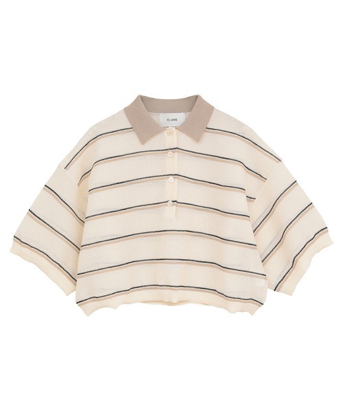 CLANE(クラネ)の「【CLANE/クラネ】SPONGY SHEER POLO KNIT TOPS/スポンジシアーポロニットトップス(ニット/セーター・レディース・ブルー/アイボリー/ネイビー・1)」の2枚目の写真