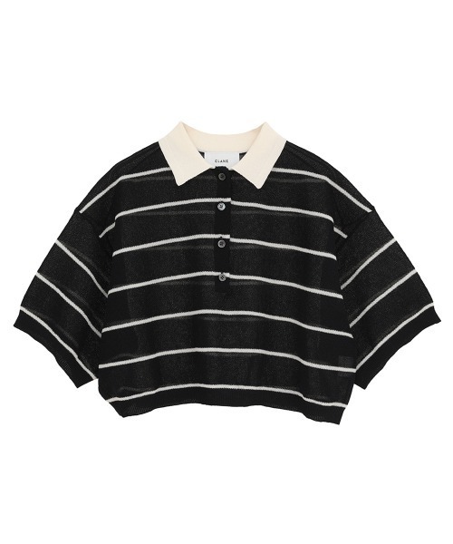 CLANE(クラネ)の「【CLANE/クラネ】SPONGY SHEER POLO KNIT TOPS/スポンジシアーポロニットトップス(ニット/セーター・レディース・ブルー/アイボリー/ネイビー・1)」の3枚目の写真