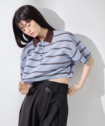 CLANE(�N���l)�́yCLANE/�N���l�zSPONGY SHEER POLO KNIT TOPS/�X�|���W�V�A�[�|���j�b�g�g�b�v�X(�j�b�g/�Z�[�^�[)