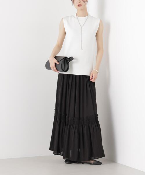 NANO universe(ナノユニバース)の「made in INDIA 切り替えギャザースカート(セットアップ可)(スカート・レディース・ベージュ/ブラウン/ブラック・FREE)」の1枚目の写真