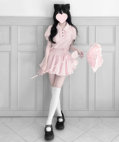 OLIVE des OLIVE(オリーブデオリーブ)の「【インフルエンサー企画】miko heart fluffy blouse(シャツ/ブラウス・レディース・オフホワイト/ピンク・FREE)」の6枚目の写真