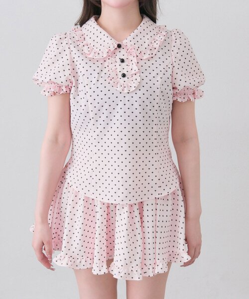 OLIVE des OLIVE(オリーブデオリーブ)の「【インフルエンサー企画】miko heart fluffy blouse(シャツ/ブラウス・レディース・オフホワイト/ピンク・FREE)」の15枚目の写真