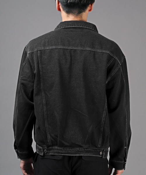 LUXSTYLE(ラグスタイル)の「ユーズド加工デニムジャケット(デニムジャケット・メンズ・ブルー/ブラック・M/XL/L)」の3枚目の写真