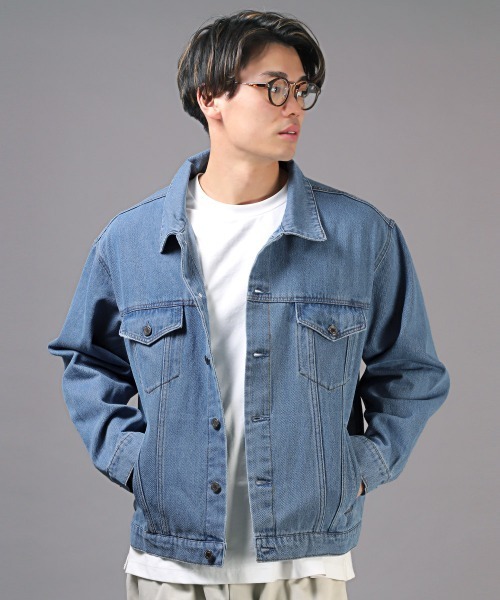LUXSTYLE(ラグスタイル)の「ユーズド加工デニムジャケット(デニムジャケット・メンズ・ブルー/ブラック・M/XL/L)」の5枚目の写真