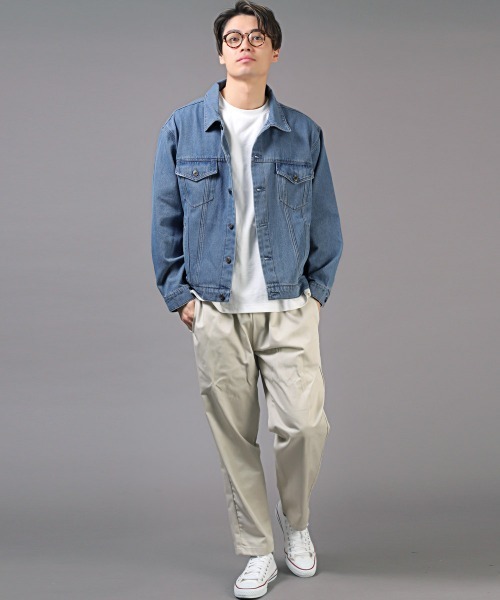 LUXSTYLE(ラグスタイル)の「ユーズド加工デニムジャケット(デニムジャケット・メンズ・ブルー/ブラック・M/XL/L)」の6枚目の写真