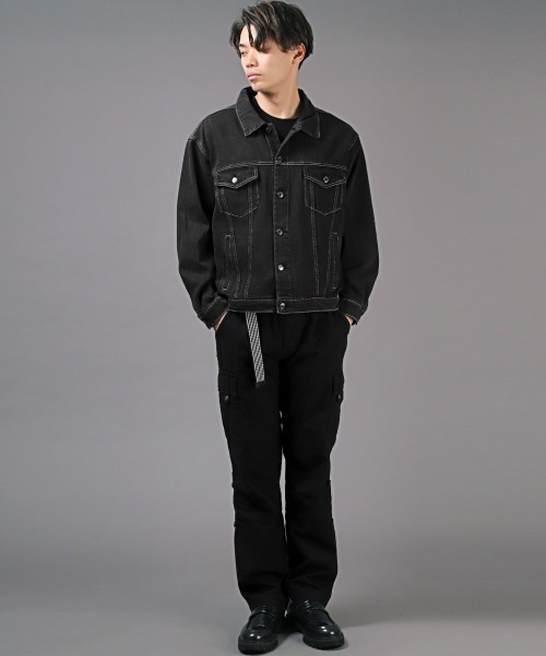 LUXSTYLE(ラグスタイル)の「ユーズド加工デニムジャケット(デニムジャケット・メンズ・ブルー/ブラック・M/XL/L)」の7枚目の写真