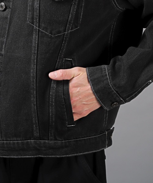 LUXSTYLE(ラグスタイル)の「ユーズド加工デニムジャケット(デニムジャケット・メンズ・ブルー/ブラック・M/XL/L)」の11枚目の写真