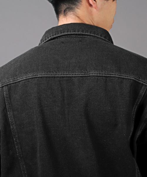 LUXSTYLE(ラグスタイル)の「ユーズド加工デニムジャケット(デニムジャケット・メンズ・ブルー/ブラック・M/XL/L)」の12枚目の写真