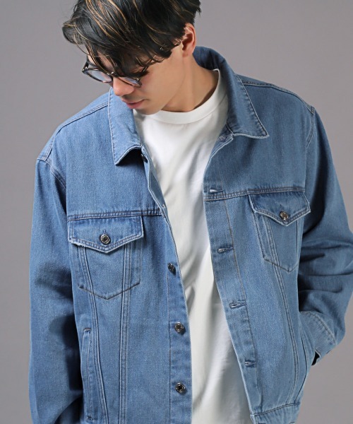 LUXSTYLE(ラグスタイル)の「ユーズド加工デニムジャケット(デニムジャケット・メンズ・ブルー/ブラック・M/XL/L)」の13枚目の写真