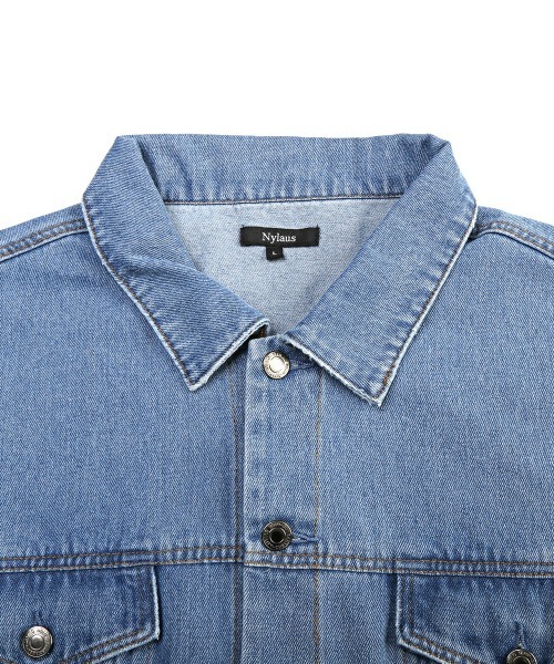 LUXSTYLE(ラグスタイル)の「ユーズド加工デニムジャケット(デニムジャケット・メンズ・ブルー/ブラック・M/XL/L)」の14枚目の写真
