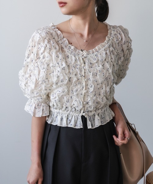 Ritoru Flat‑rashering blouse / чёрная кружевная блуза / полностью костюм対応