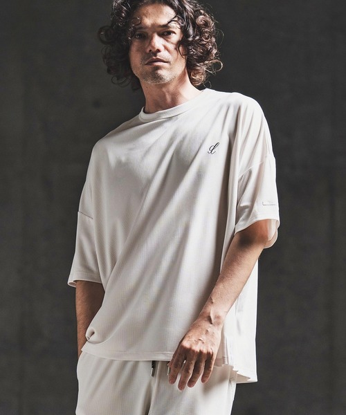 GLIMCLAP（グリムクラップ）の「mt10462- Sheer Waffle Fabric T-shirt トラックTシャツ(202-060-gls-cg)（Tシャツ/カットソー・メンズ・キナリ/パープル/ブラック・S/M/L）」の4枚目の写真