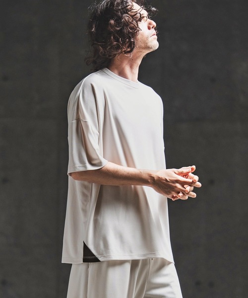 GLIMCLAP（グリムクラップ）の「mt10462- Sheer Waffle Fabric T-shirt トラックTシャツ(202-060-gls-cg)（Tシャツ/カットソー・メンズ・キナリ/パープル/ブラック・S/M/L）」の5枚目の写真