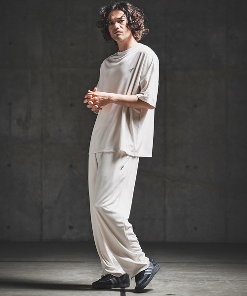 GLIMCLAP（グリムクラップ）の「mt10462- Sheer Waffle Fabric T-shirt トラックTシャツ(202-060-gls-cg)（Tシャツ/カットソー・メンズ・キナリ/パープル/ブラック・S/M/L）」の7枚目の写真