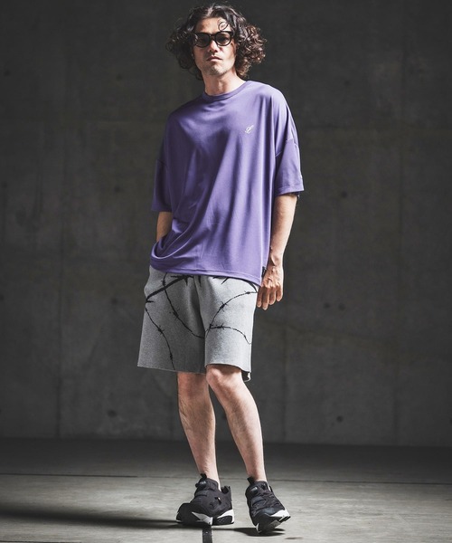 GLIMCLAP（グリムクラップ）の「mt10462- Sheer Waffle Fabric T-shirt トラックTシャツ(202-060-gls-cg)（Tシャツ/カットソー・メンズ・キナリ/パープル/ブラック・S/M/L）」の13枚目の写真