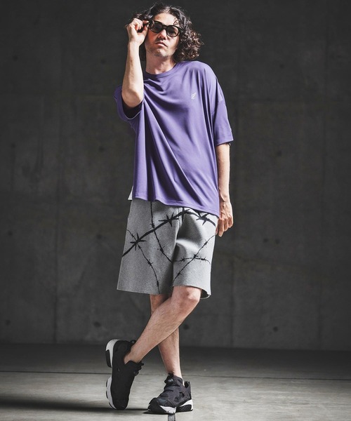 GLIMCLAP（グリムクラップ）の「mt10462- Sheer Waffle Fabric T-shirt トラックTシャツ(202-060-gls-cg)（Tシャツ/カットソー・メンズ・キナリ/パープル/ブラック・S/M/L）」の14枚目の写真