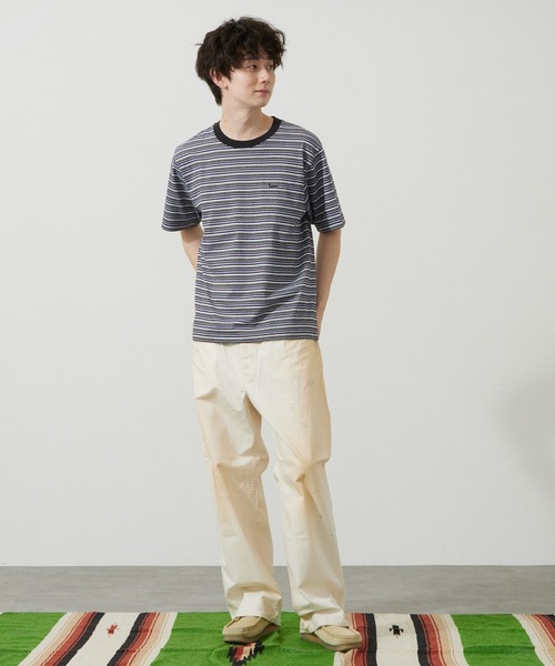 Lee(リー)の「Lee/リー ボーダーTシャツ(Tシャツ/カットソー・メンズ・パープル/オレンジ/チャコール・SMALL/MEDIUM/LARGE)」の3枚目の写真