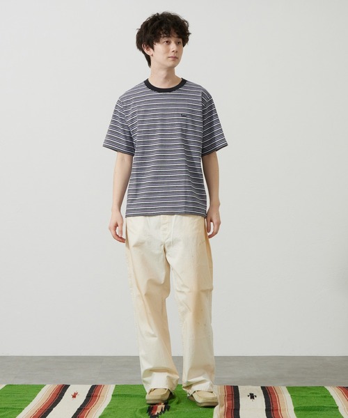 Lee(リー)の「Lee/リー ボーダーTシャツ(Tシャツ/カットソー・メンズ・パープル/オレンジ/チャコール・SMALL/MEDIUM/LARGE)」の5枚目の写真