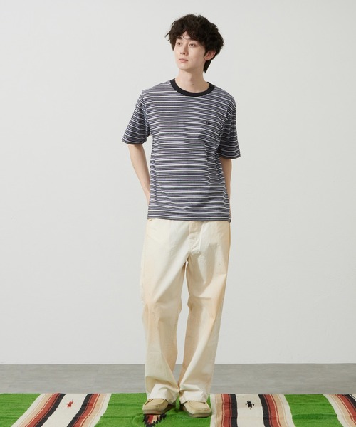 Lee(リー)の「Lee/リー ボーダーTシャツ(Tシャツ/カットソー・メンズ・パープル/オレンジ/チャコール・SMALL/MEDIUM/LARGE)」の6枚目の写真