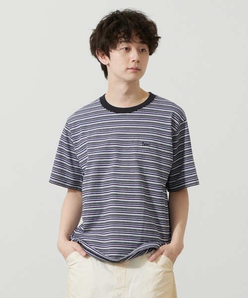 Lee(リー)の「Lee/リー ボーダーTシャツ(Tシャツ/カットソー・メンズ・パープル/オレンジ/チャコール・SMALL/MEDIUM/LARGE)」の7枚目の写真