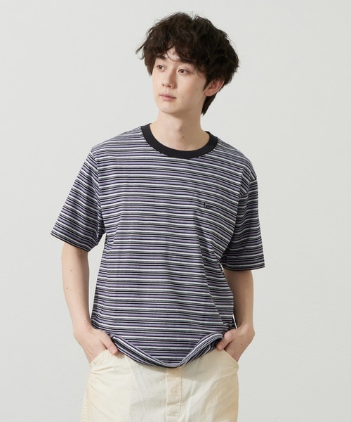 Lee(リー)の「Lee/リー ボーダーTシャツ(Tシャツ/カットソー・メンズ・パープル/オレンジ/チャコール・SMALL/MEDIUM/LARGE)」の8枚目の写真