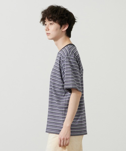 Lee(リー)の「Lee/リー ボーダーTシャツ(Tシャツ/カットソー・メンズ・パープル/オレンジ/チャコール・SMALL/MEDIUM/LARGE)」の9枚目の写真