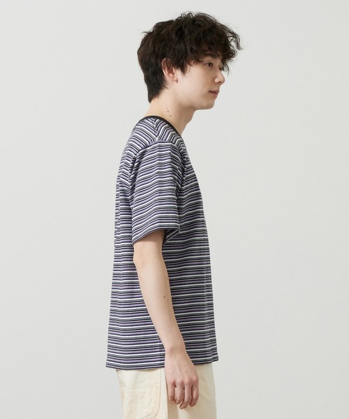 Lee(リー)の「Lee/リー ボーダーTシャツ(Tシャツ/カットソー・メンズ・パープル/オレンジ/チャコール・SMALL/MEDIUM/LARGE)」の10枚目の写真